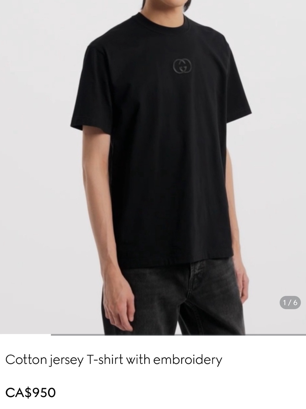 Gucci Black Tonal GG Embroidered Crewneck Tee